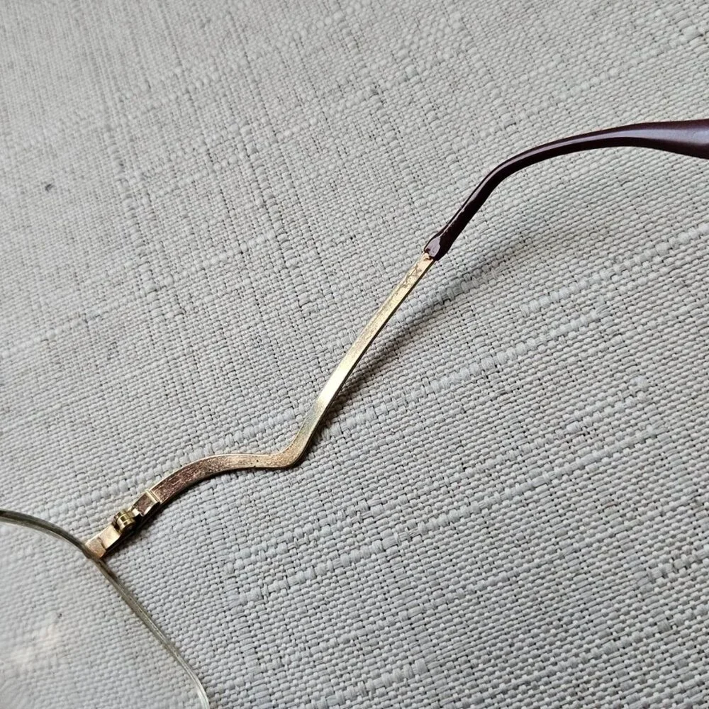 Vintage Women Eyeglasses Gold Tone Big Face Half Rim Glasses Eye Wear